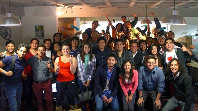 Andre Sandoval with student group in Quito, Ecuador