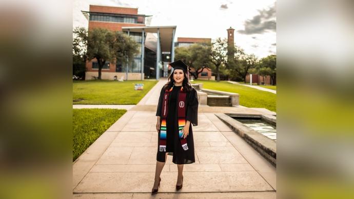 Diana Long in front of Northrup Hall