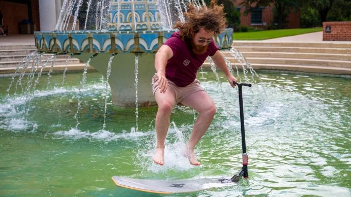 Wakescoot jumping in Miller Fountain