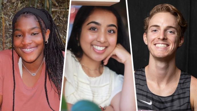 a triptych of three headshots of Donahue interns