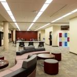 Tiger Learning Commons room layout with desks, sofas, and tables